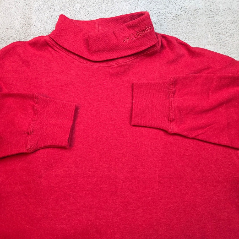 Columbia Turtleneck Shirt Mens Large Red Long Sleeve Cotton Mock Neck XM 6060 F5